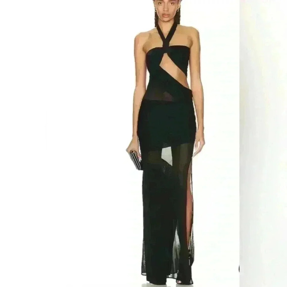 TOM FORD Transparent Cut Out Halter Neck Evening Dress Black 38 NWOT $4980